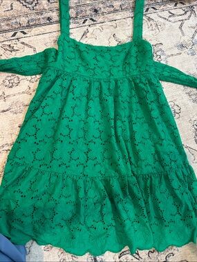 Altar'd State Emerald Green Dress with Lace Trim